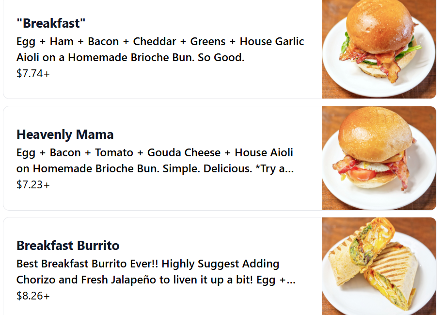 392Caffe breakfast brunch sandwich items