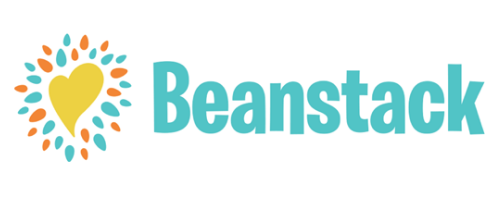 Green Beanstack logo with gold heart surrounded by green and orange shapes