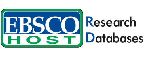 Ebsco Host Research Databases logo with green outline and blue background