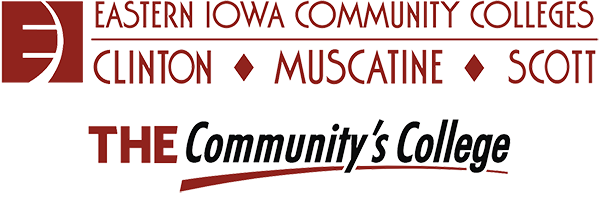 Eastern Iowa Community College logo in red, black and white with a red swooping underline