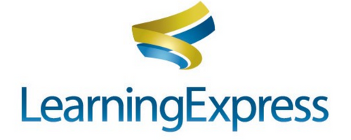 Learning Express logo with curled blue and yellow ribbons