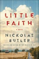 Little Faith book cover with billowing clouds on a blue sky over a little countryside scene