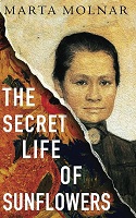 The Secret Life of Sunflowers book cover with picture of a woman torn down on one side